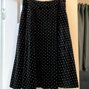 Black and silver polka dot velvet swing skirt